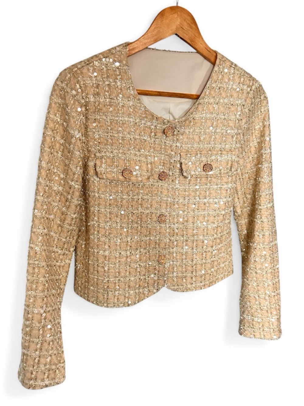 Chanel Style Tweed Crop Jacket - Women